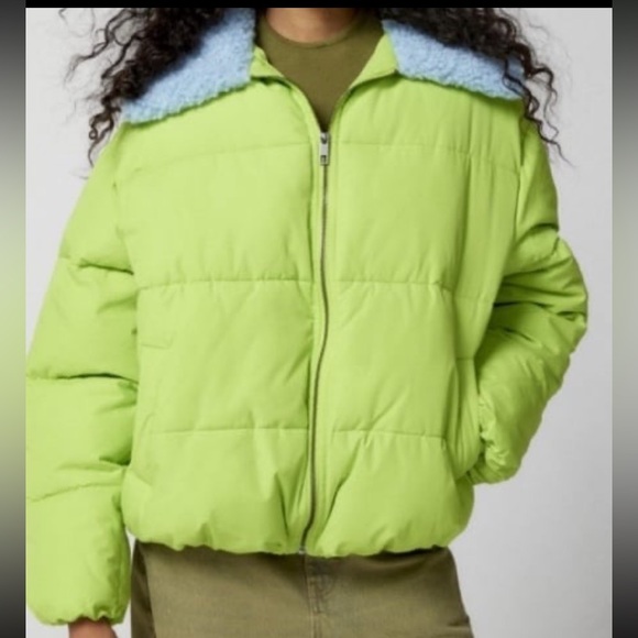 Urban Outfitters Duckie Faux Shearling Collar Puffer Jacket. Size Med & LG - Picture 1 of 6